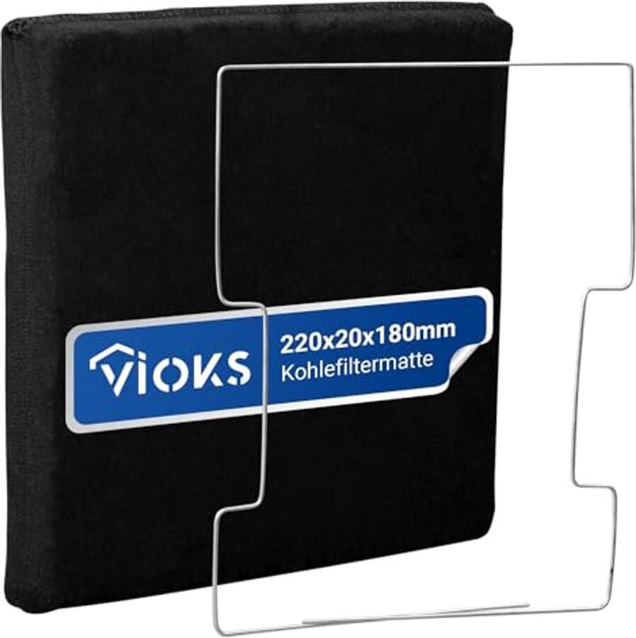 Actieve koolstoffilter voor afzuigkap 220 x 180 x 20 mm met bevestigingsframe