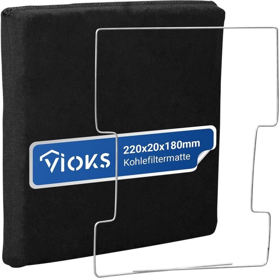 Actieve koolstoffilter voor afzuigkap 220 x 180 x 20 mm met bevestigingsframe