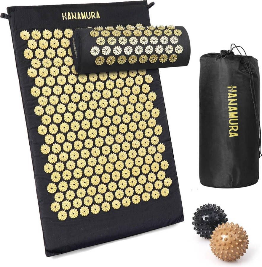 Acupressuur Mat met Kussen en Triggerpoint Ballen 100% Katoen 74x44cm
