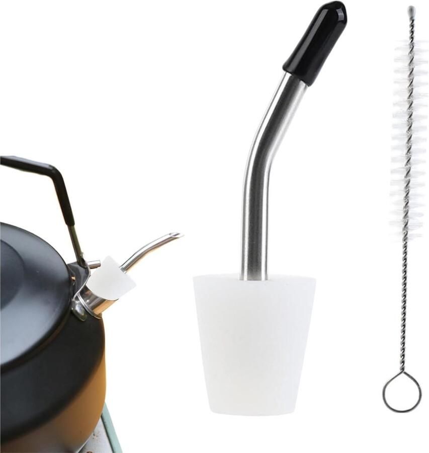 Adapter Waterkoker Verlengstuk Schenktuit Dranken Serveren Met Reinigingsborstel 15-18 cm Wit