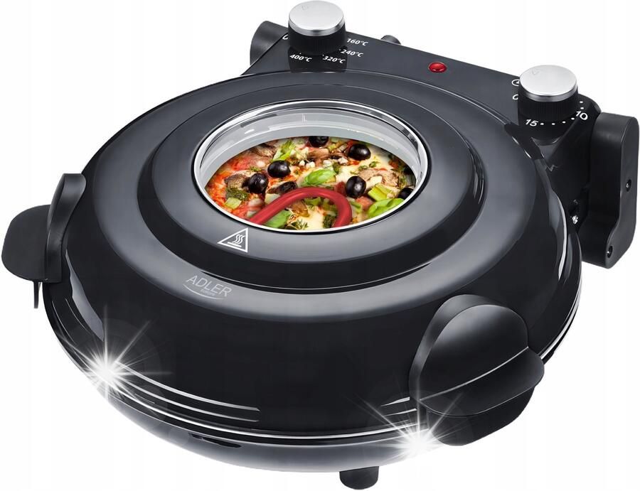 Adler Elektrische Pizzamaker met Steen & Timer 400°C