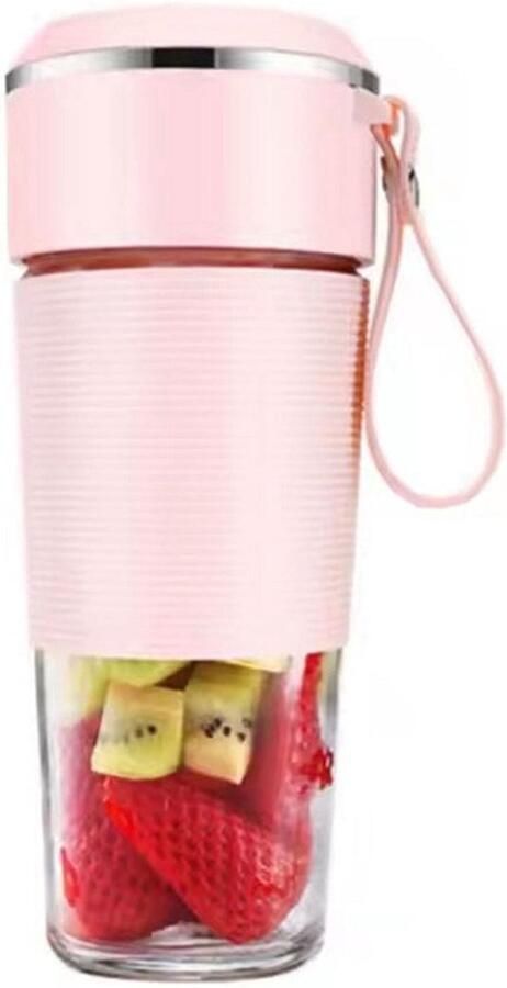 —(a)—Draagbare sapblender met 6 messen ijsvergruizingsfunctie en USB-oplaadfunctie roze