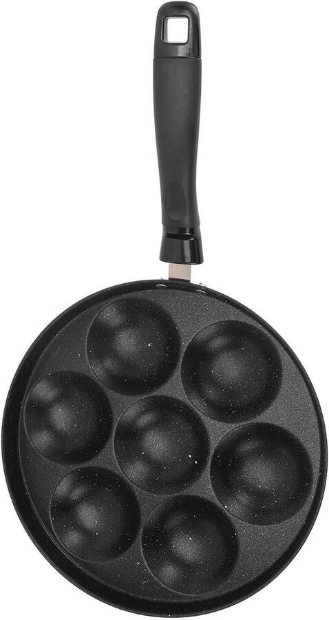 Gietijzeren Pan Pannenkoekmaker Omeletmaker Ontbijt Maken 7 Holtes Ontwerp 26cm Diameter Zwart