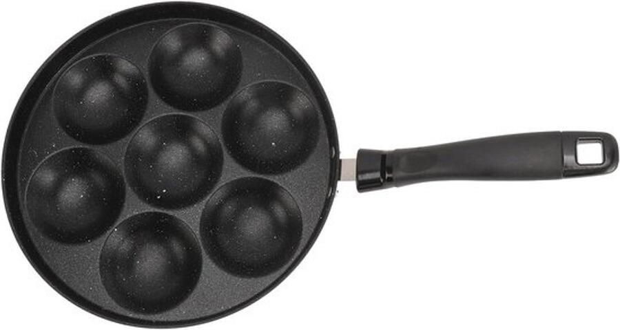 Aebleskiverpan Pannenkoekenpan Voor ontbijt maken Gietijzeren constructie 7 gaten Zwart