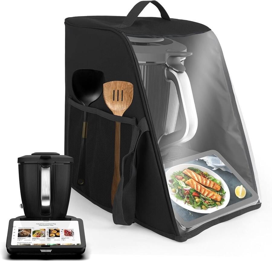 Afdekhoes voor Thermomix TM7 deksel voor Thermomix afdekking keukenmachine TM7 accessoires ideaal voor de bescherming en het opbergen van je keukenmachine zwart
