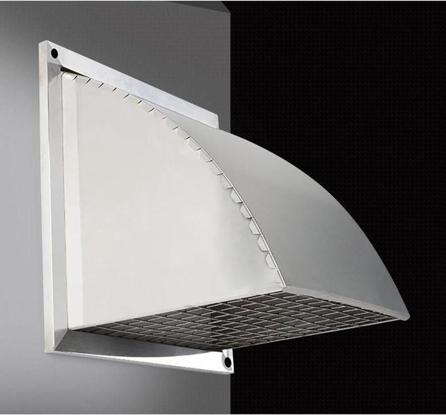 Afdekplaat Afzuigkap Wandkap Ventilatie Buiten Geïntegreerd Beschermgaas 400x400mm Zilver