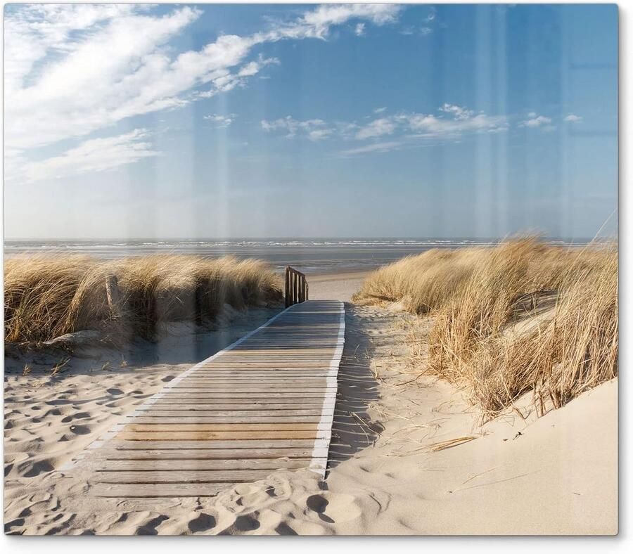 Afdekplaat fornuis glas Keramische plaat Keukenwerkblad beschermen 3D diepte effect 60 x 52 cm Zee strand
