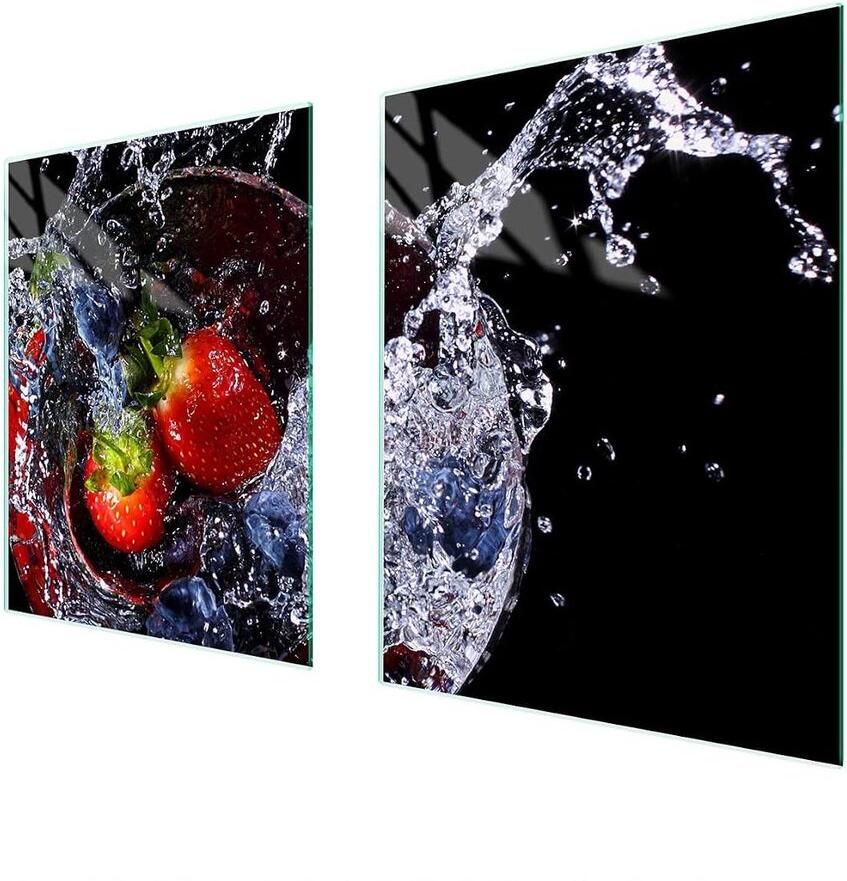 Afdekplaat fornuis Glasplaat kookplaat Keuken organiseren Tweedelig gehard glas 85 x 52 cm Aardbeien