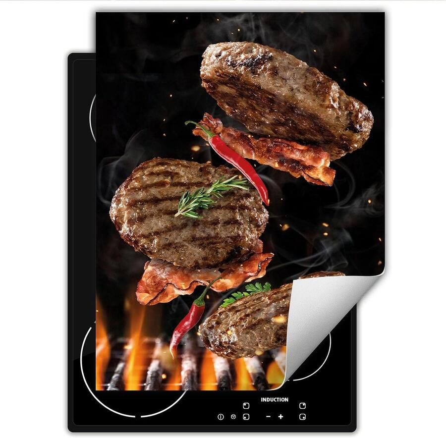 Afdekplaat fornuis Kookplaat beschermer Extra werkruimte Antislip vinyl 40x52 cm Zwart