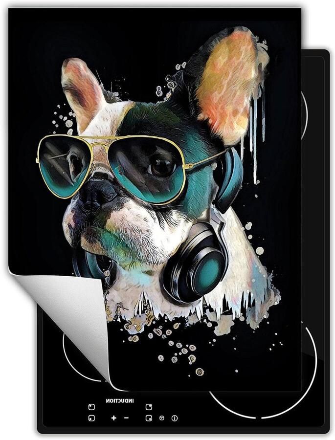 Afdekplaat fornuis Kookplaat beschermer Extra werkruimte Antislip vinylmateriaal 40x52 cm Zwarte hond design