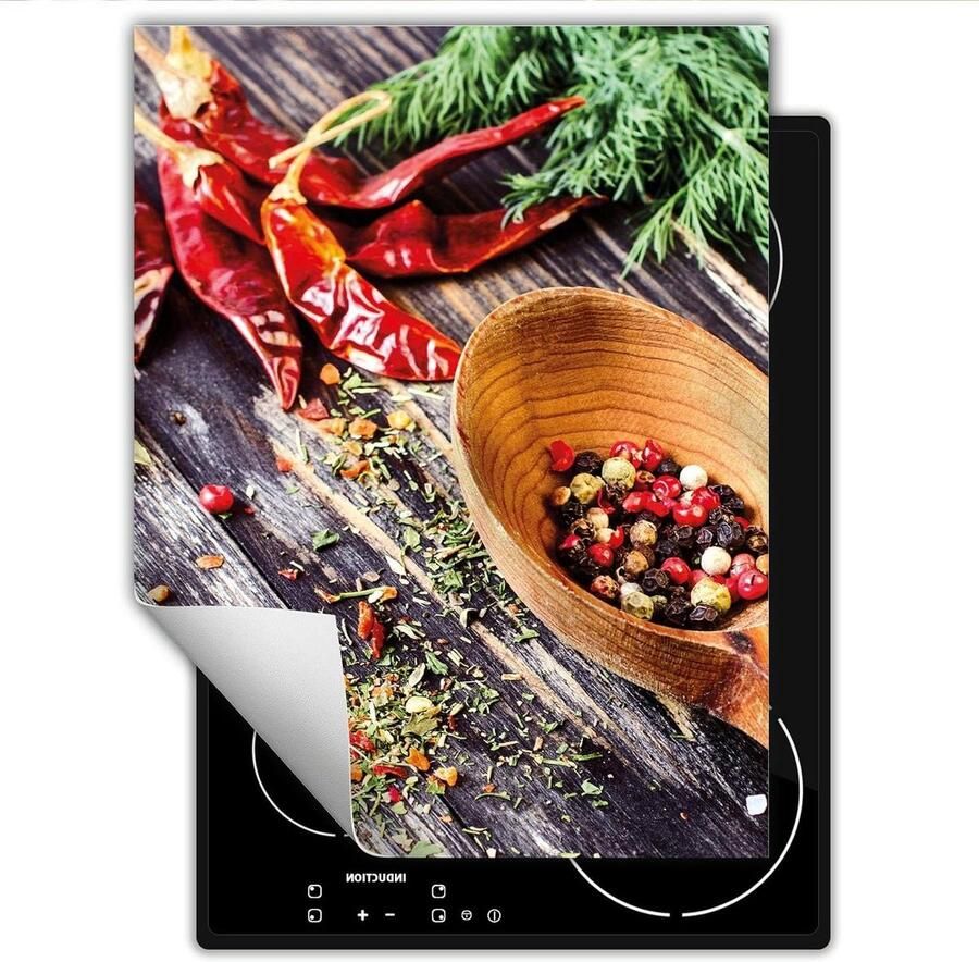 Afdekplaat fornuis Kookplaat beschermer Extra werkruimte creëren Antislip vinyl materiaal 40x52 cm Chili hout
