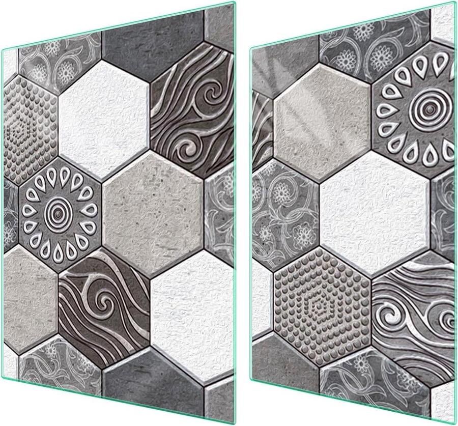Afdekplaat fornuis Kookplaat beschermer Keuken organiseren Gehard glas 70x52 cm Mozaïek