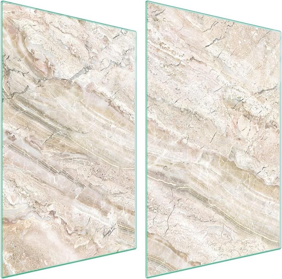 Afdekplaat fornuis Kookplaat beschermer Keukenwerkblad beschermen Gehard glas 2x35x52 cm Marmer