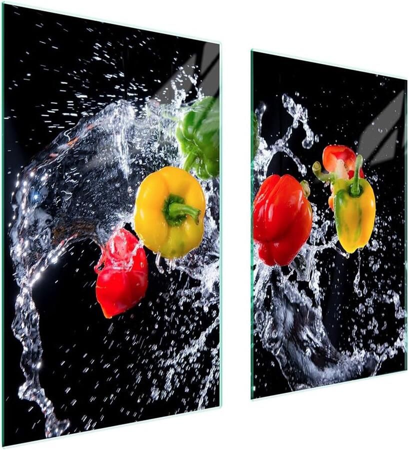 Afdekplaat fornuis Kookplaat beschermer Keukenwerkblad verlengen Gehard glas 75 x 52 cm Groenten print