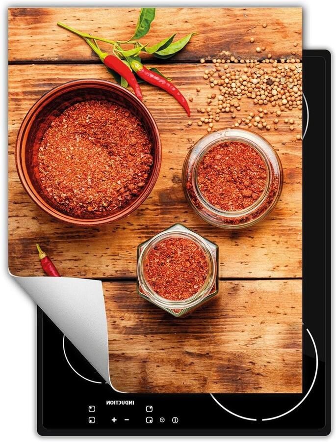 Afdekplaat fornuis Kookplaatmat Extra werkruimte Antislip vinyl 40x52 cm Hout Chili
