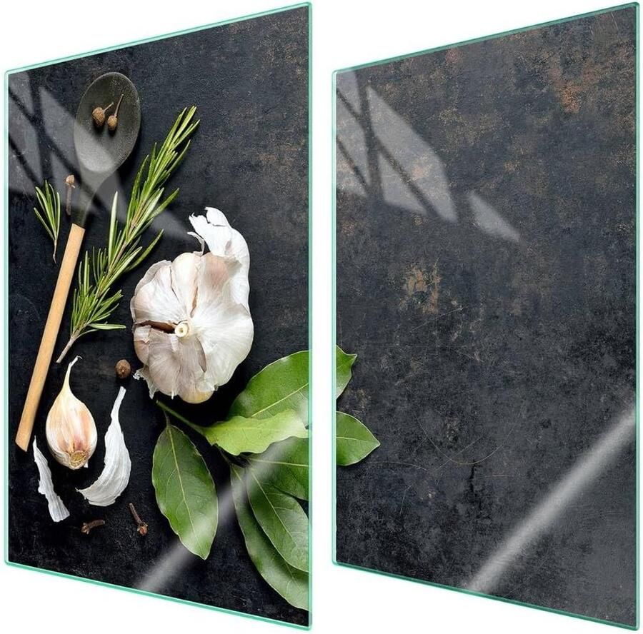 Afdekplaat fornuis set Werkblad beschermer Keuken beschermen Gehard glas 2x 35x52 cm Specerijen