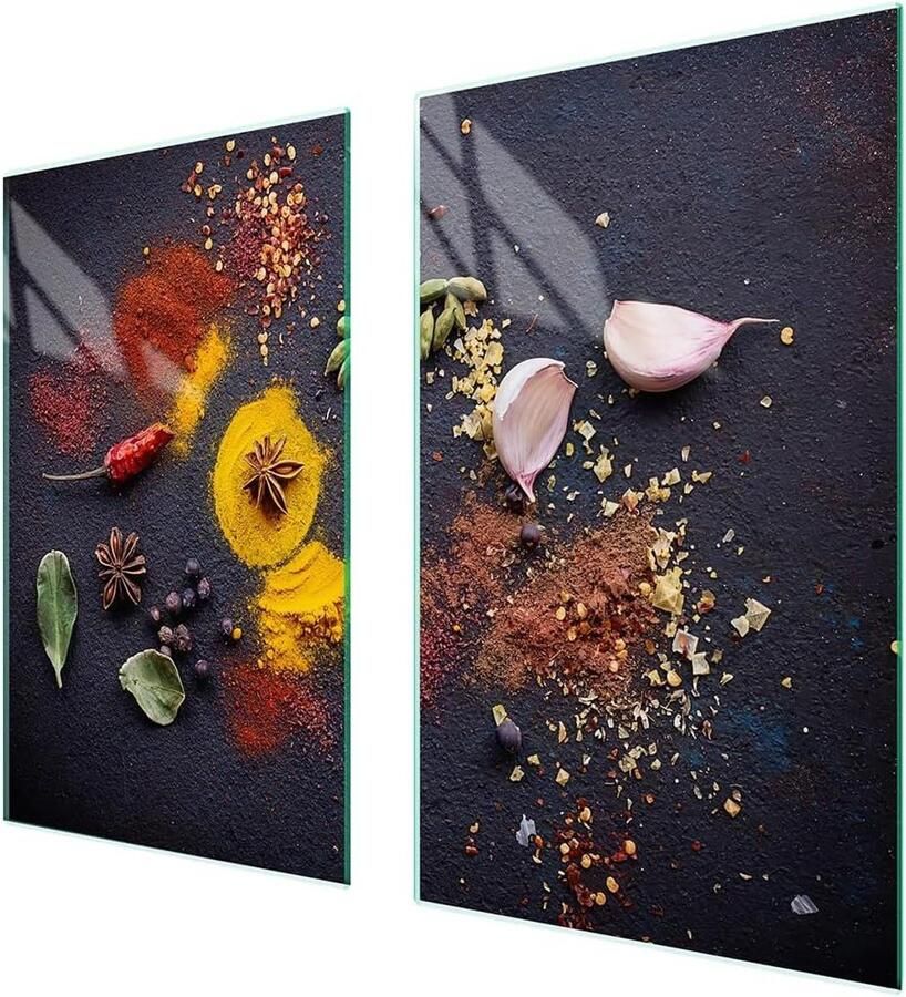 Afdekplaat fornuis set Werkblad beschermer Keuken organiseren Gehard glas 75 x 52 cm Veelkleurig