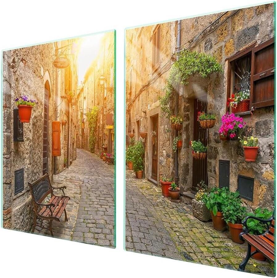 Afdekplaat fornuis set Werkbladbeschermer glas Keuken beschermen Kras- en slagvast 2 x 45 x 52 cm