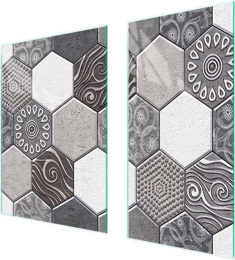 Afdekplaat fornuis Snijplank glas Keukenwerkblad beschermen Gehard glas krasvast 75 x 52 cm Mozaïek