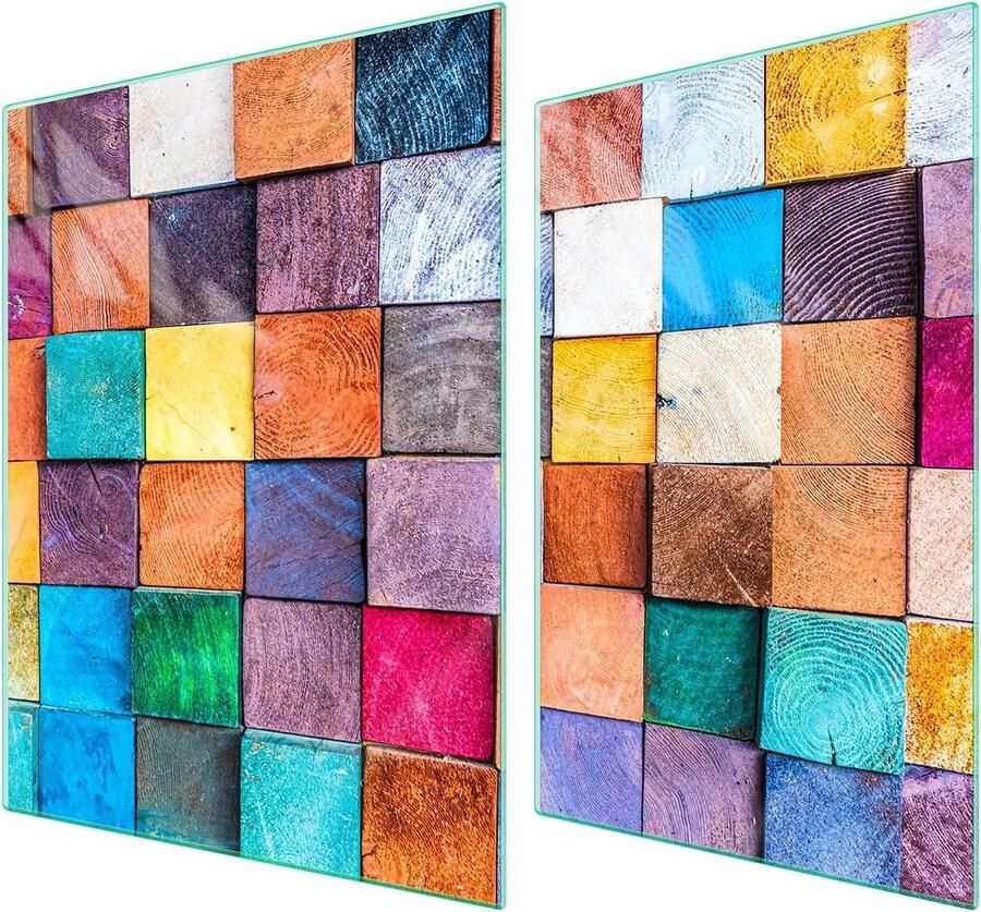 Afdekplaat fornuis Werkbladbeschermer glas Keuken beschermen en decoreren Kras- en slagvast gehard glas 70x52 cm Mozaïek