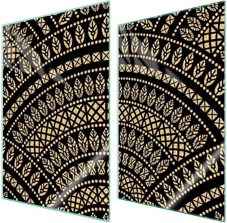 Afdekplaat fornuis Werkbladbeschermer glas Keuken beschermen Gehard glas 2x 35x52 cm Veelkleurig