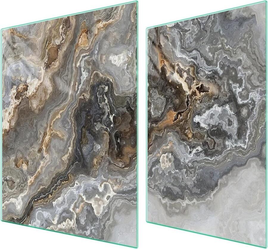Afdekplaat fornuis Werkbladbeschermer glas Keuken opfrissen Kras- en slagvast 70x52 cm Marmerlook