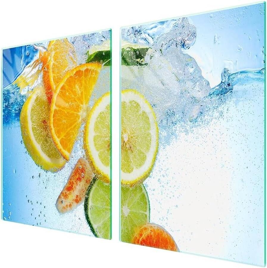 Afdekplaat fornuis Werkbladbeschermer Glasplaat Keuken Beschermen Kras- en slagvast 2x 45x52 cm Veelkleurig