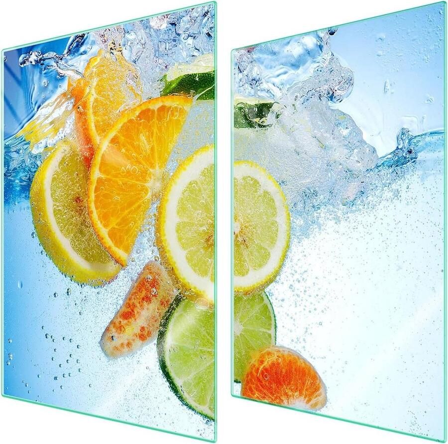 Afdekplaat fornuis Werkbladbeschermer Keuken beschermen Gehard glas 2x 35x52 cm Veelkleurig