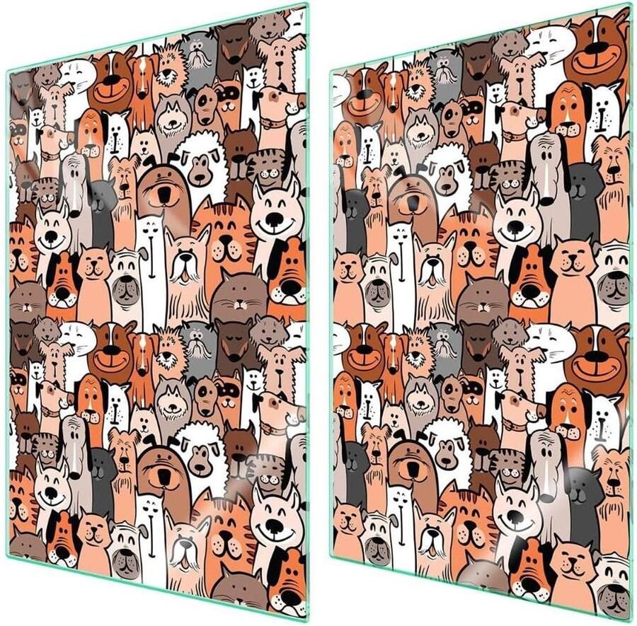 Afdekplaat fornuis Werkbladbeschermer Keuken Decoratie Gehard glas 2x 35x52 cm Veelkleurig