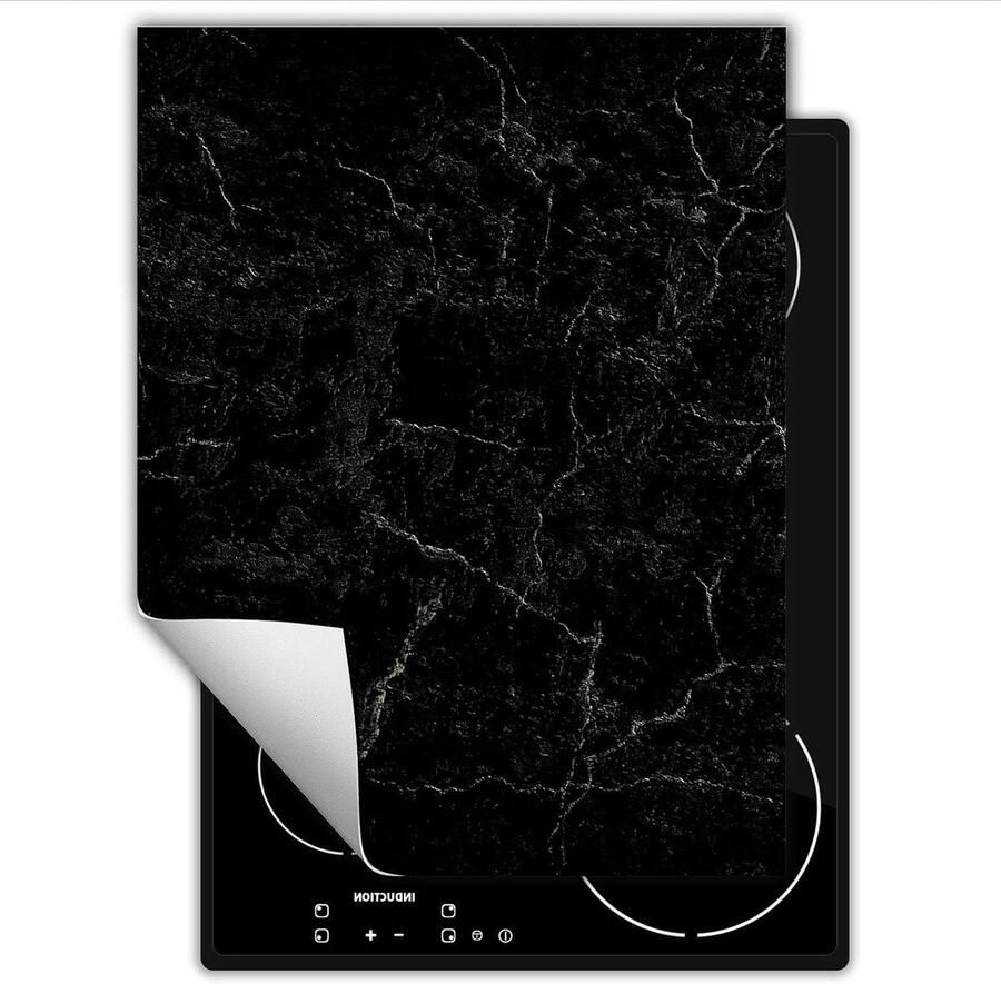 Afdekplaat fornuis Werkbladbeschermer Kookplaat Extra Werkruimte Creëren Antislip Vinyl Materiaal 40x52 cm Zwart Marmer