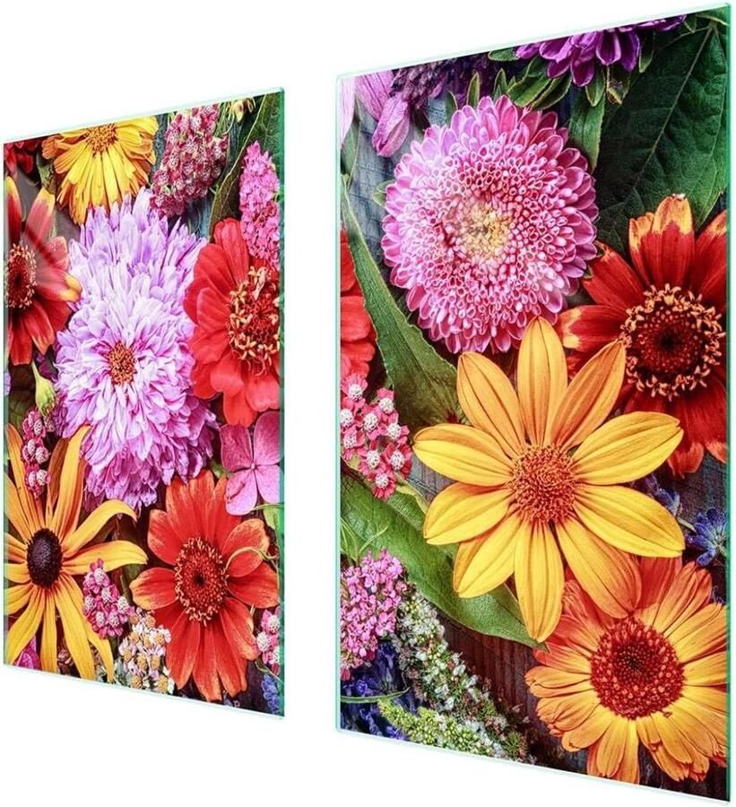 Afdekplaat fornuis Werkbladbeschermer kookplaat Keuken beschermen Gehard glas 75 x 52 cm Veelkleurig