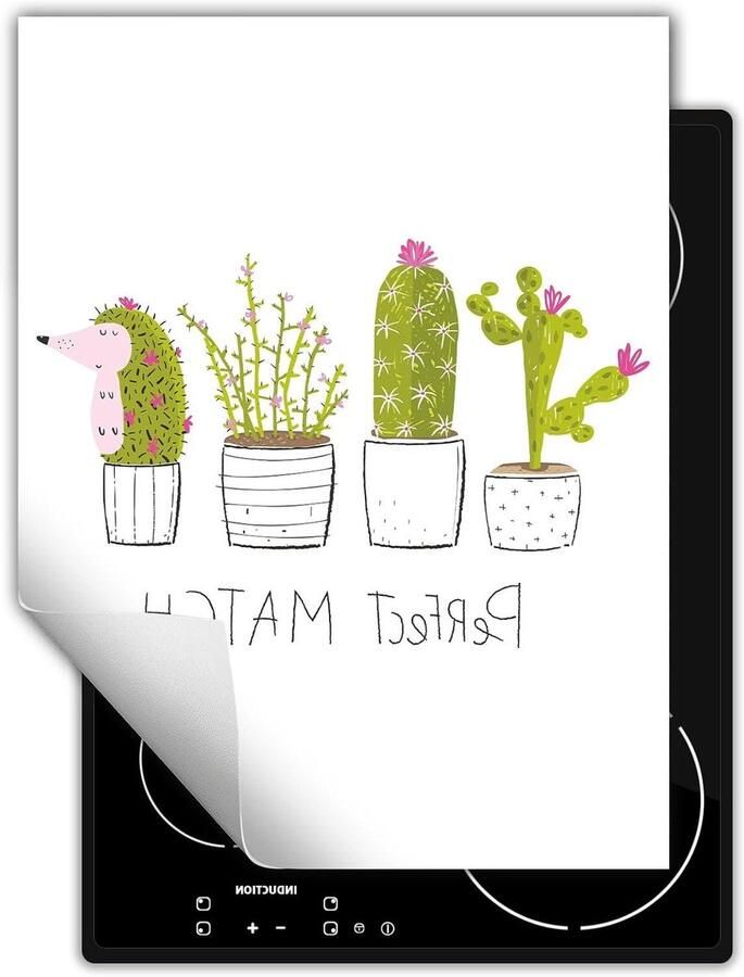 Afdekplaat fornuis Werkbladbeschermer kookplaat Koken en werkruimte Antislip vinyl materiaal 40x52 cm Cactussen