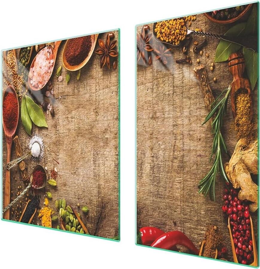 Afdekplaat fornuis Werkbladbeschermer snijplank Keuken beschermen en decoreren Gehard glas krasvast 100x52 cm Veelkleurig