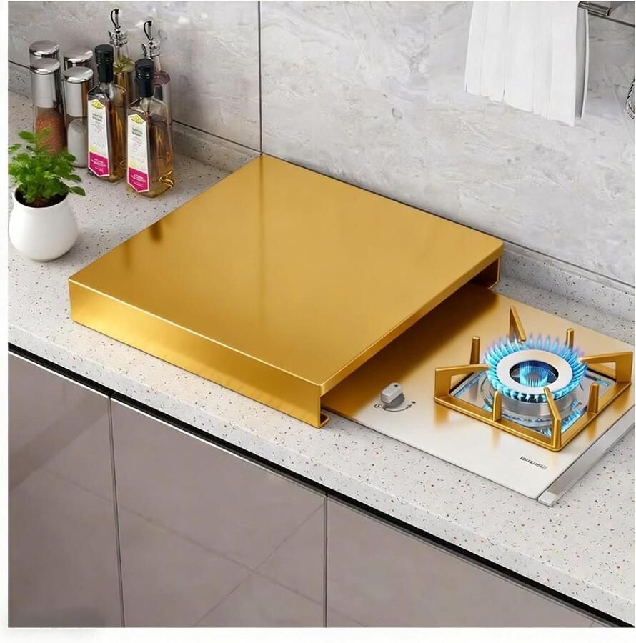 Afdekplaat Gasfornuis Kookplaat beschermer Keuken organiseren Stevige koolstofstaal 35x50x8 cm Goud
