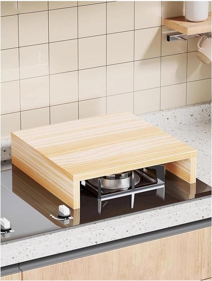 Afdekplaat Gasfornuis Kookplaat Beschermer Keuken Organiseren Verhoogd Ontwerp 60x60cm Houtkleur