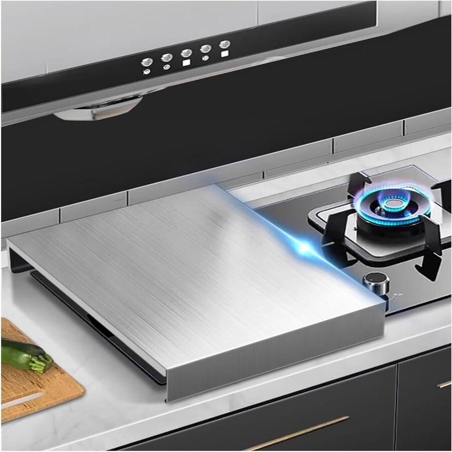 Afdekplaat Gasfornuis Kookplaat Deksel Keuken Organisatie Roestvrij Staal 50x48x9 cm Zilver