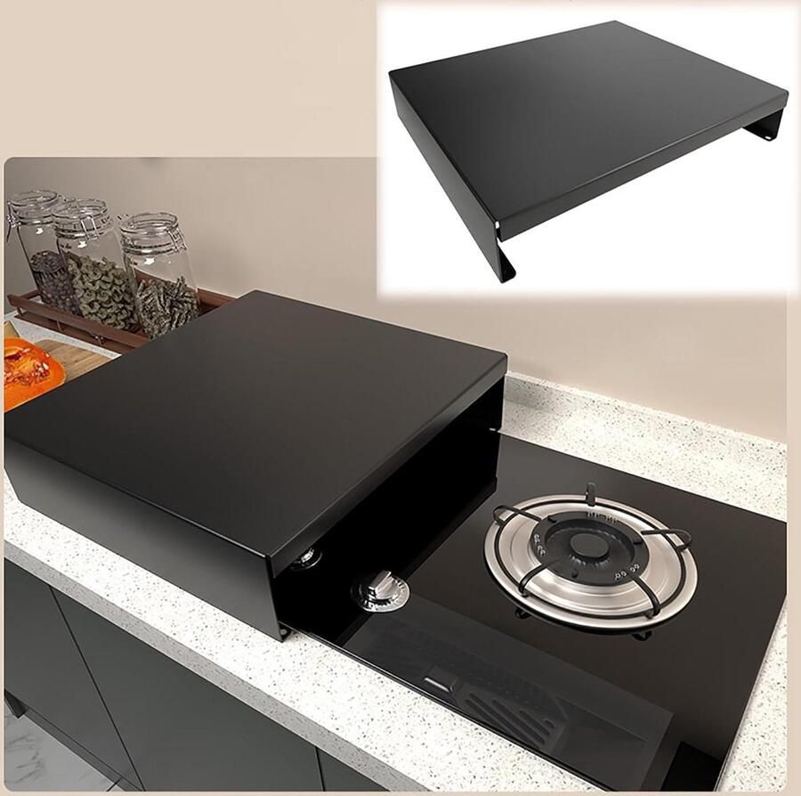 Afdekplaat Gasfornuis Kookplaat Deksel Keuken Organiseren Naadloos Koolstofstaal 35 x 45 cm Zwart