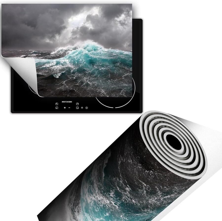 Afdekplaat Inductie Beschermmat Kookplaat Extra Werkruimte Anti-slip Vinyl 70x52 cm Zee Grijs