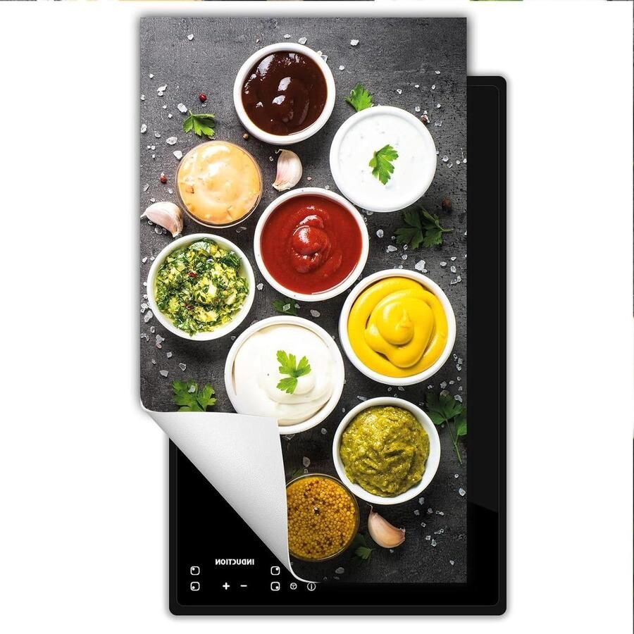 Afdekplaat inductie Kookplaat beschermer Keuken decoratie Anti slip mat 30x52 cm Kruiden leisteen