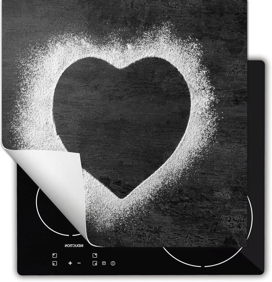 Afdekplaat inductie Kookplaat beschermer Keuken decoratie Anti slip vinyl 60x52 cm Hart grijs
