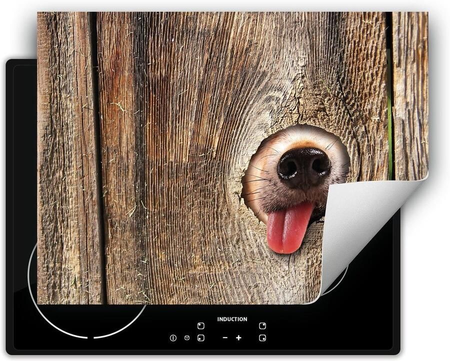 Afdekplaat Inductie Kookplaat Beschermer Keuken Decoratie Antislip Vinyl 70x52 cm Hond Hout