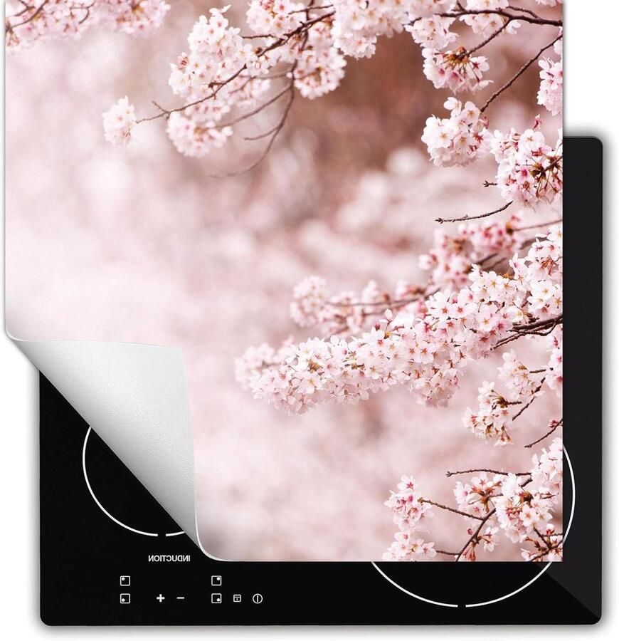 Afdekplaat Inductie Kookplaat Beschermer Keuken Decoratie Extra Werkruimte 60x52 cm Bloemen Roze