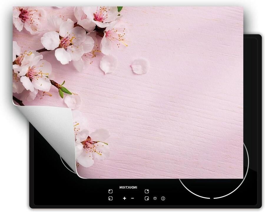 Afdekplaat Inductie Kookplaat Beschermer Keuken Decoratie Extra Werkruimte 70x52 cm Roze bloemen