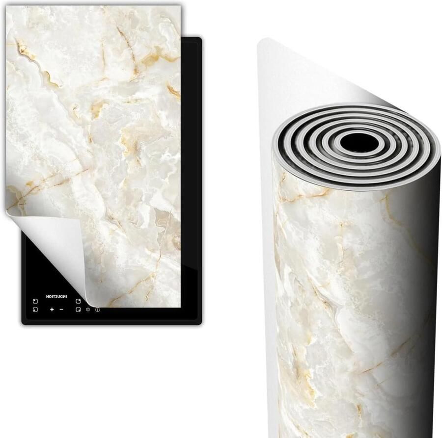 Afdekplaat Inductie Kookplaat Beschermer Keuken Werkruimte Anti Slip Vinyl 30x52 cm Marmer Wit