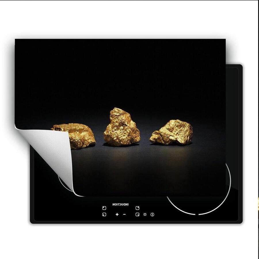 Afdekplaat Inductie Kookplaat Beschermer Keuken Werkruimte Antislip Vinyl 80x52 cm Goud Zwart
