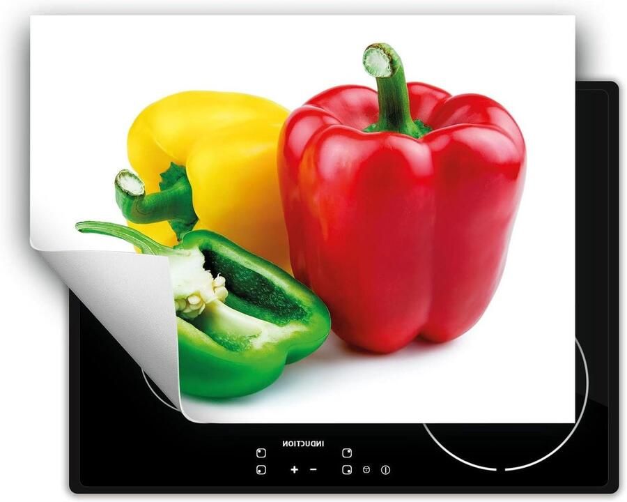 Afdekplaat inductiekookplaat Kookplaat beschermer Extra werkruimte Anti slip vinyl 70x52 cm Witte paprika