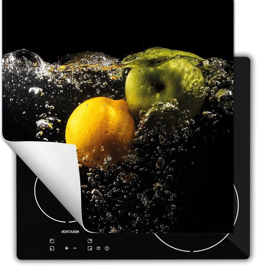 Afdekplaat inductiekookplaat Kookplaat beschermer Extra werkruimte creëren Antislip vinyl materiaal 60x52 cm Zwart Fruit