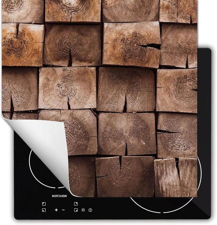Afdekplaat inductiekookplaat Kookplaat beschermer Extra werkruimte creëren Antislip vinyl materiaal 60x52 cm Hout Bruin