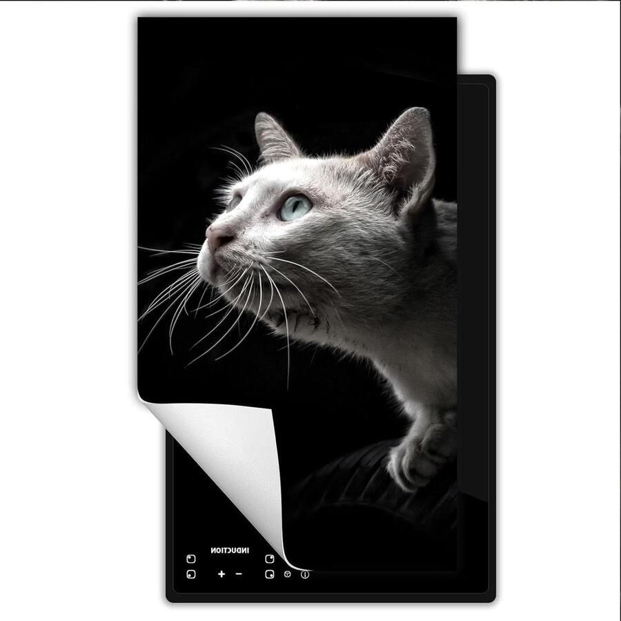 Afdekplaat inductiekookplaat Kookplaat beschermer Keuken decoratie Anti slip mat 30x52 cm Kat zwart