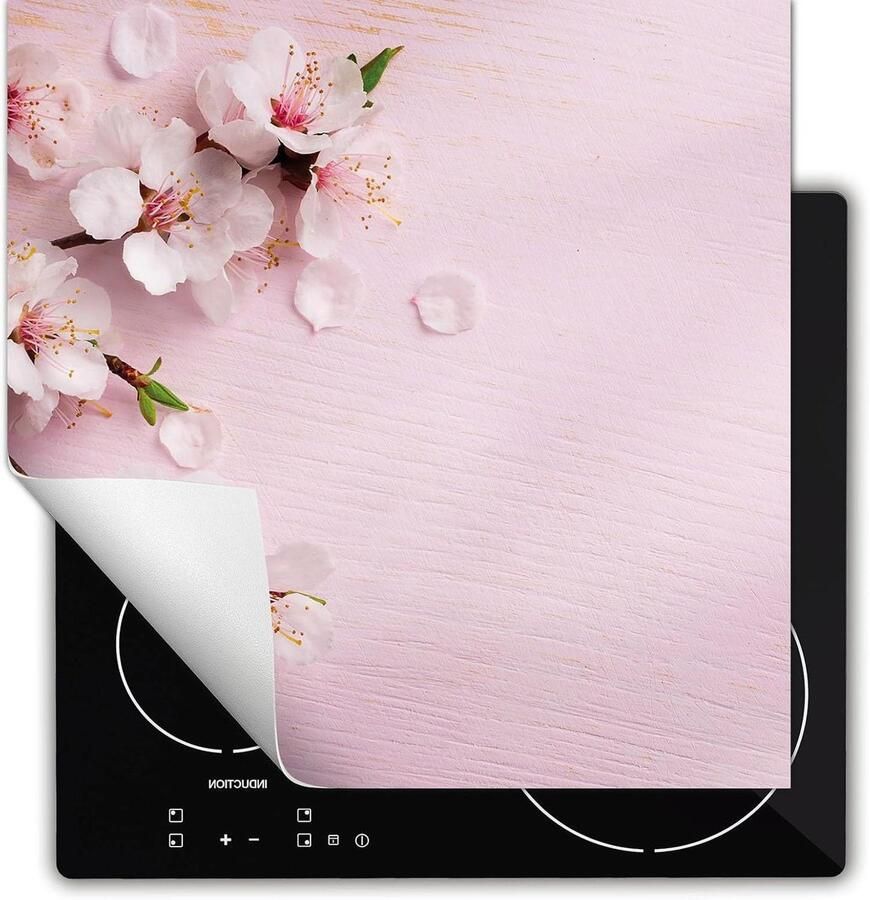 Afdekplaat inductiekookplaat Kookplaat beschermer Keuken decoratie Anti slip mat 60x52 cm Roze bloemen